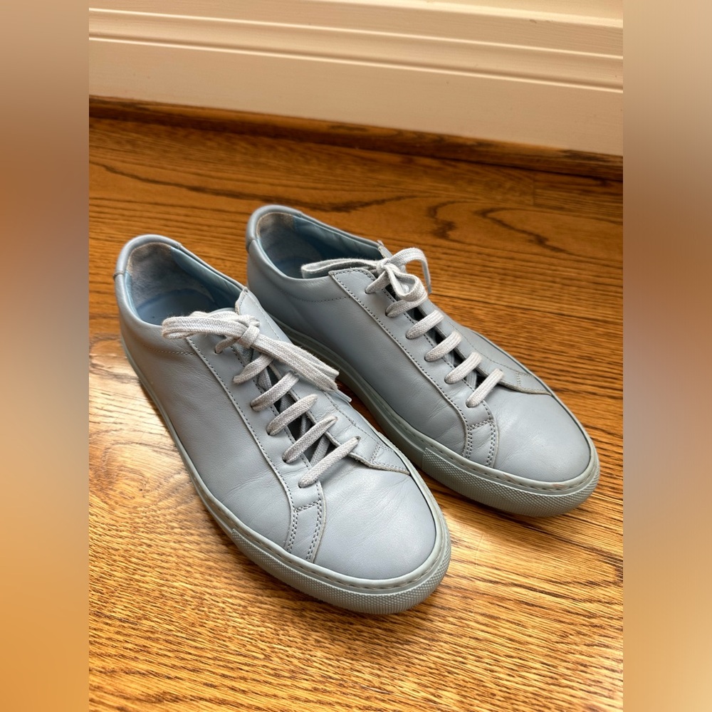 WOMAN by COMMON PROJECTS leather sneakers, size EU 38. Colour light blue.
